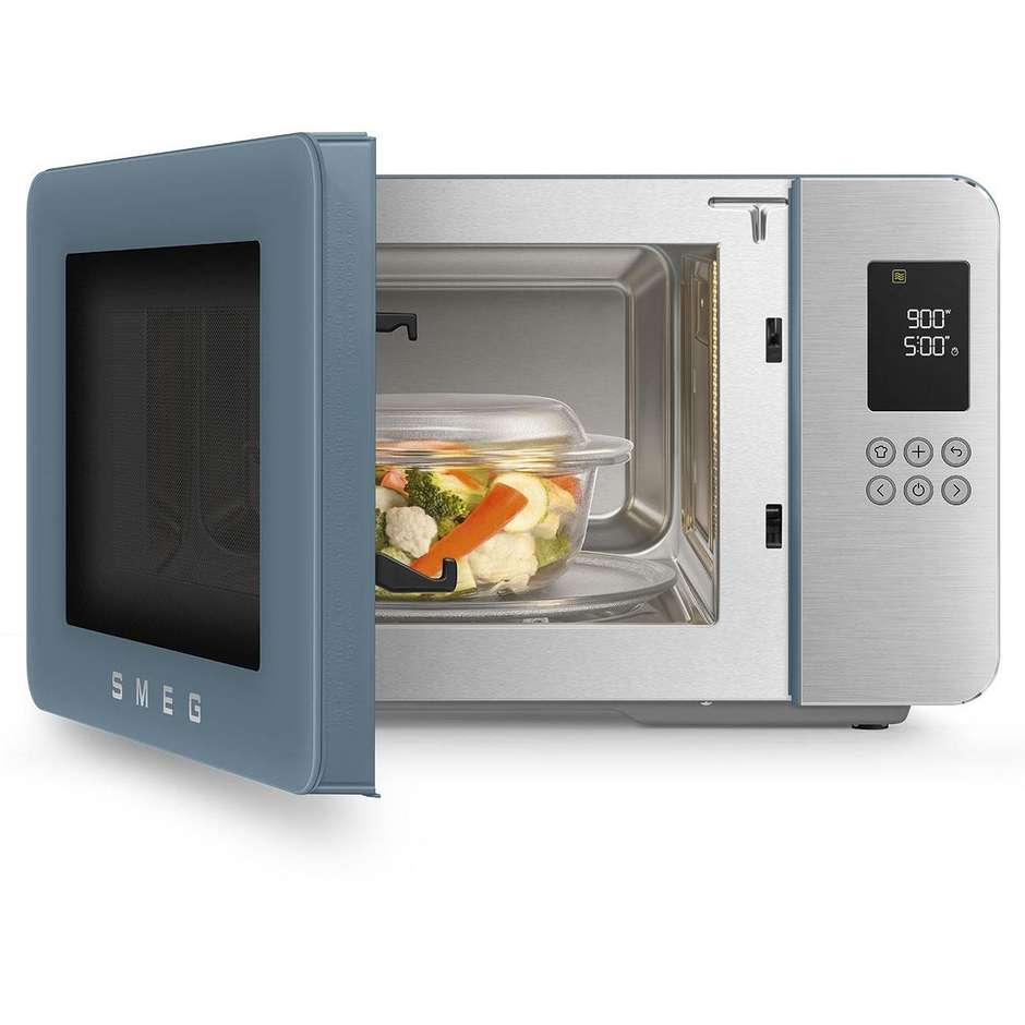 Smeg MOC01SBMEU Forno Microonde con Grill 29 L 900 W Grill 1000 W Storm Blue Opaco 50s Style