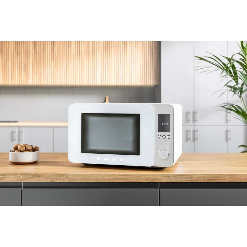 Smeg MOC02WHMEU Forno Microonde Combinato 27 L Bianco con Grill al Quarzo, Convezione e AirFry