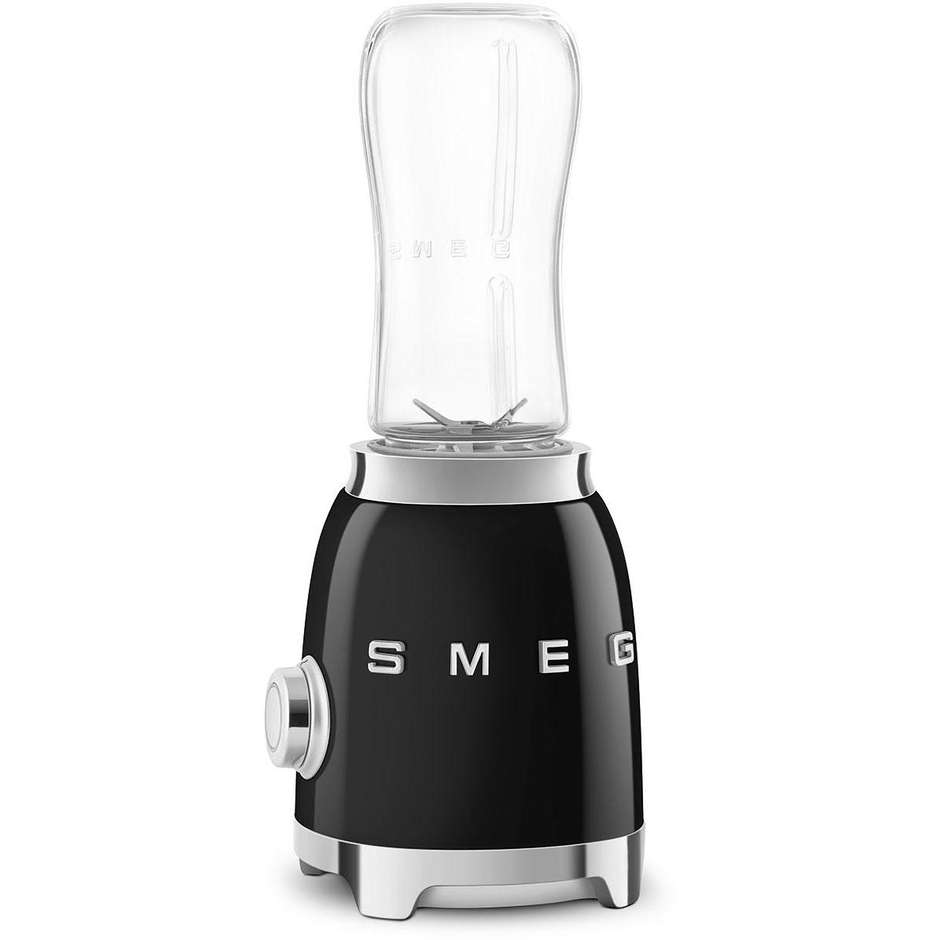 SMEG PBF01BLEU Frullatore Personale Smoothie Maker 300 W, 2 Bottiglie To-Go 600 ml Tritan Renew, 2 Velocità, Blu