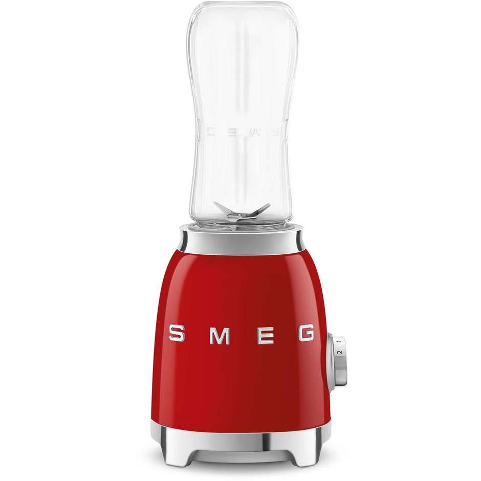 Smeg PBF01RDEU Frullatore Personal Blender Smoothie Maker 300 W con 2 Bottiglie To-Go 600 ml Tritan Renew - Rosso