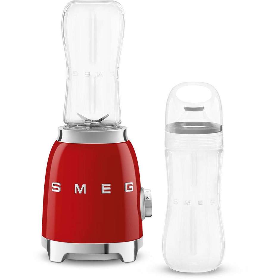 Smeg PBF01RDEU Personal Blender 300 W con 2 Bottiglie Bottle-to-Go 600 ml Finitura Rosso Lucido