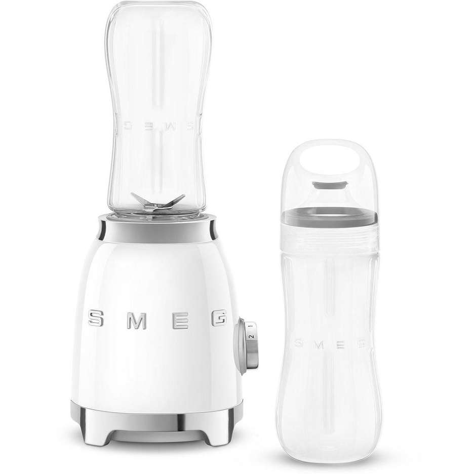 Smeg PBF01WHEU Personal Blender 300 W con 2 Bottiglie Bottle-to-Go 600 ml Finitura Bianco Lucido