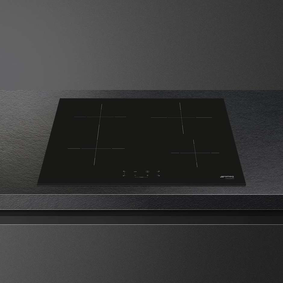 Smeg SI1B2642D Piano Cottura a Induzione 60 cm 4 Zone con Booster Limitatore Eco-Logic Vetroceramica Nero