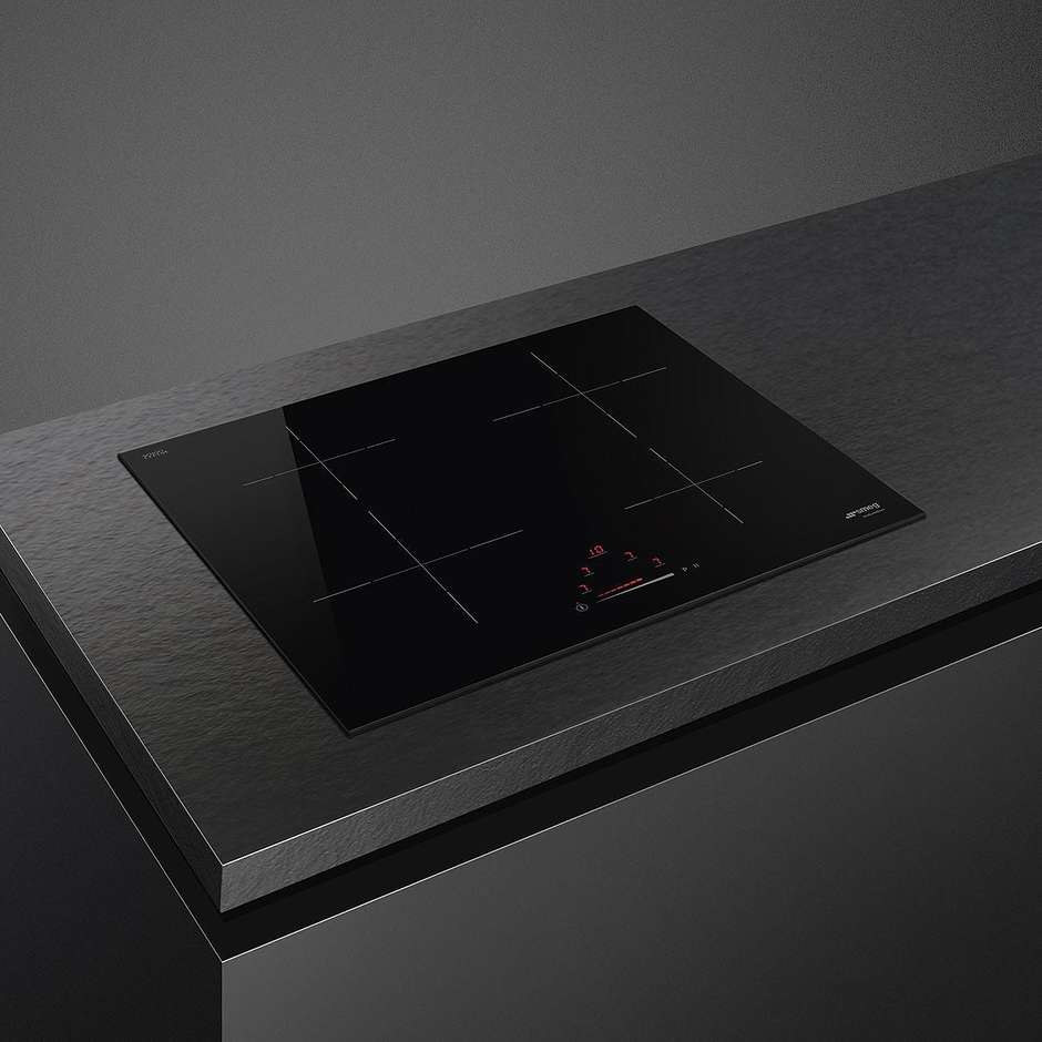 Smeg SIB2641D Linea Universale Piano Cottura a Induzione 60 cm 4 Zone con Booster Eco-Logic Advance 7200W Vetro Nero