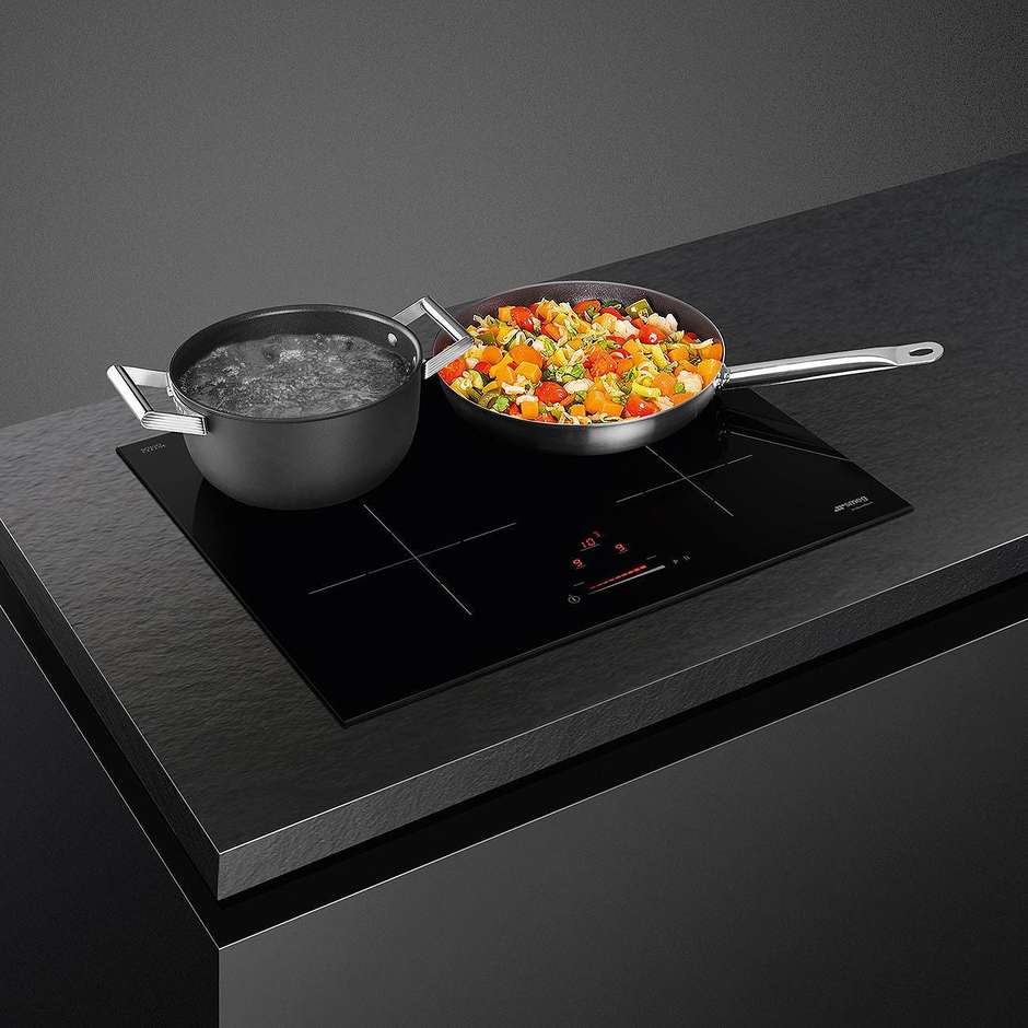 Smeg SIB2641D piano cottura a induzione 60 cm, 4 zone con Bridge, nero