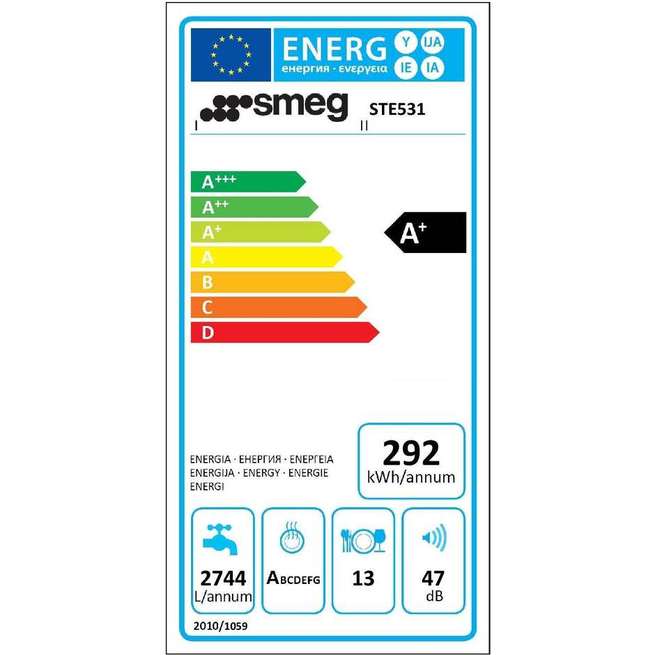 Smeg STE531 lavastoviglie a scomparsa totale 13 coperti 5 programmi classe A+