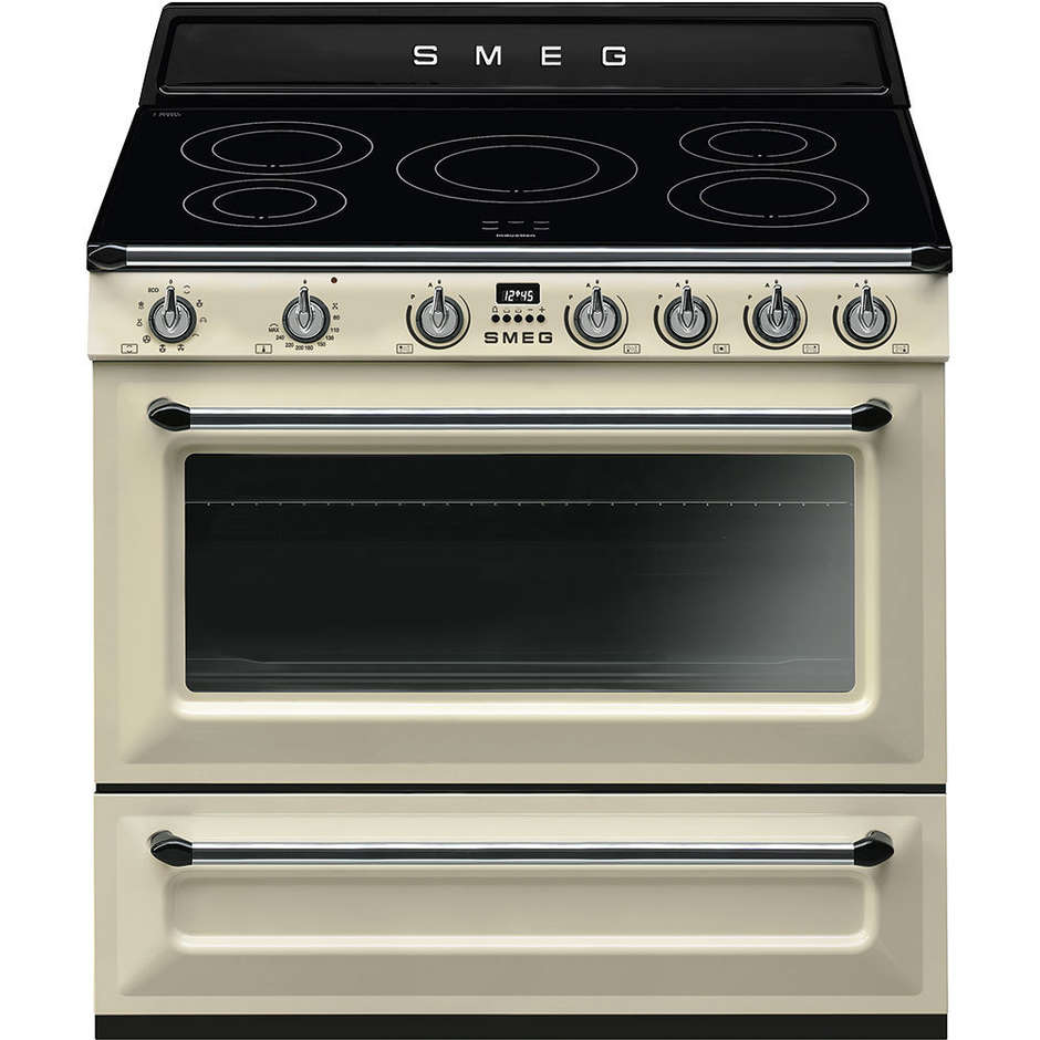 Smeg TR90IP9 cucina 90x60 5 zone cottura a induzione forno termoventilato 115 litri classe A colore panna
