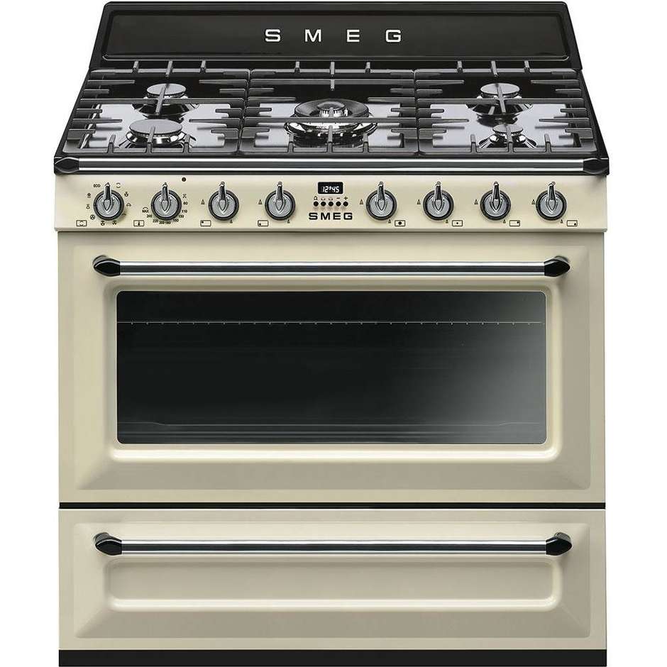 Smeg TR90P9 cucina 90x60 5 fuochi a gas forno termoventilato 115 litri classe A colore panna