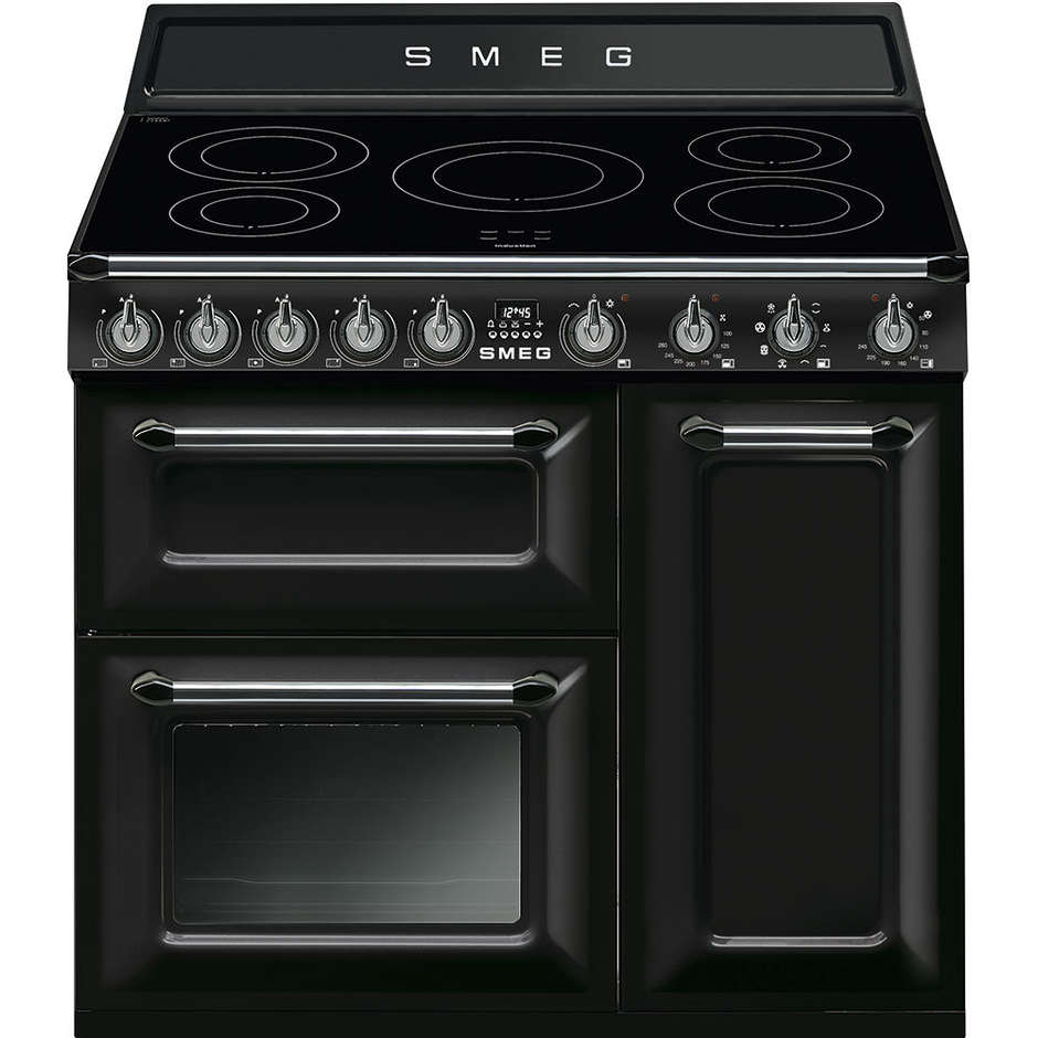 Smeg TR93IBL cucina 90x60 5 zone cottura a induzione doppio forno 123 litri classe A e B colore nero
