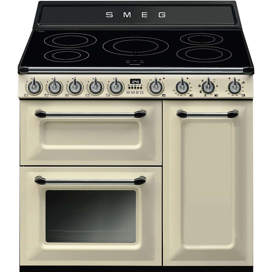 Smeg TR93IP cucina 90x60 5 zone cottura a induzione doppio forno 123 litri classe A e B colore panna