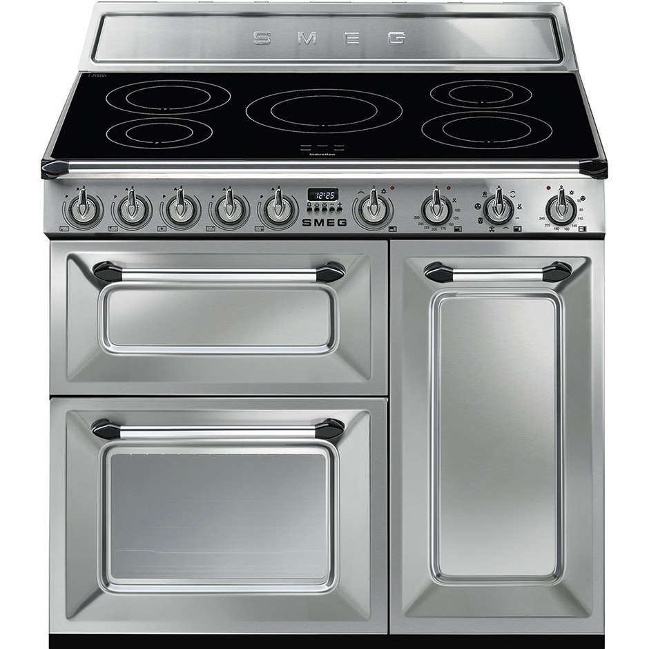 Smeg TR93IX cucina 90x60 5 zone cottura a induzione doppio forno 123 litri classe A e B colore inox