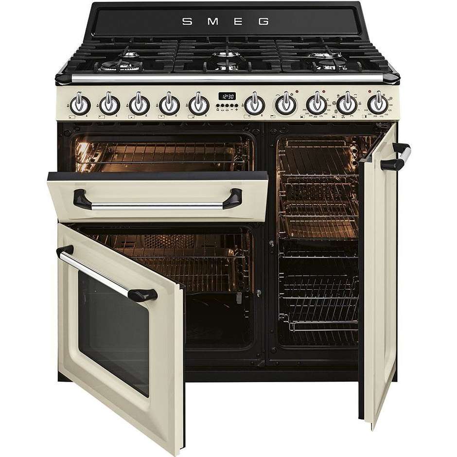 Smeg TR93P cucina 90x60 6 fuochi a gas forno elettrico termoventilato 61 litri classe A colore panna