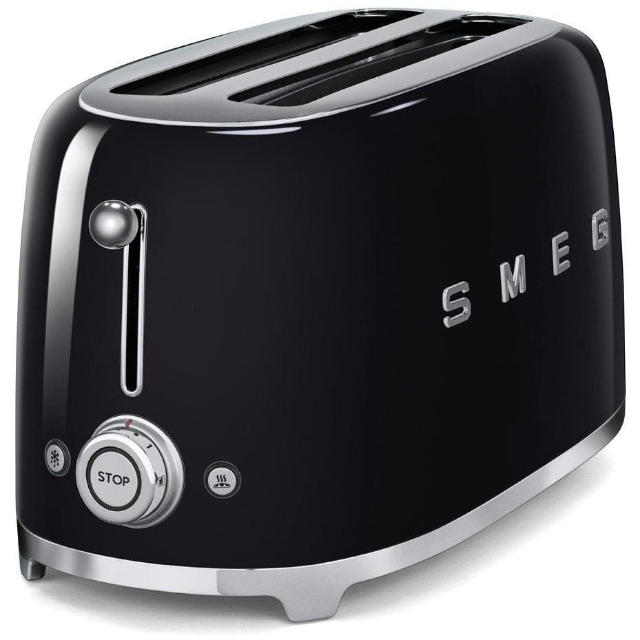 Smeg TSF02BLEU Tostapane 4 Fette Lunghe 50's Style 1500 W Finitura Nero Lucido