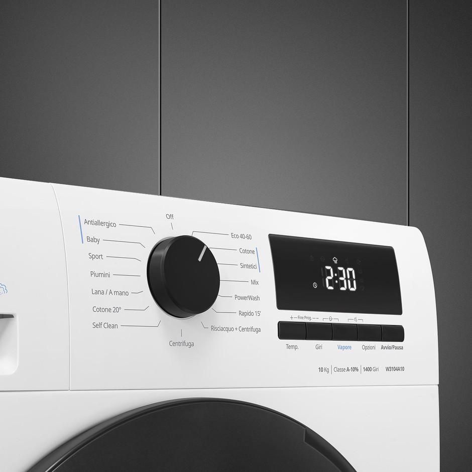 Smeg W3104A10 lavatrice 10 kg 1400 giri, classe A con Steam Energy