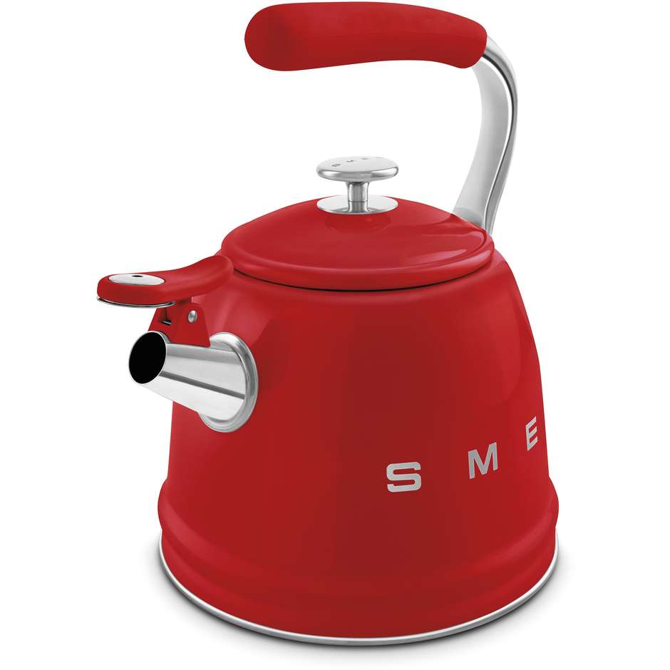 Smeg WKF01RD Bollitore Tradizionale con Fischio per Piano Cottura e Induzione 2,3 L Rosso Lucido