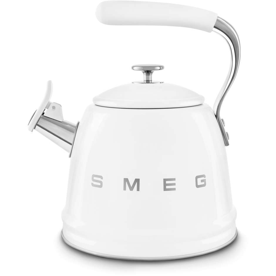 SMEG WKF01WH Bollitore con Fischio 50's Style 2,3 L Acciaio Inox e Bianco Lucido