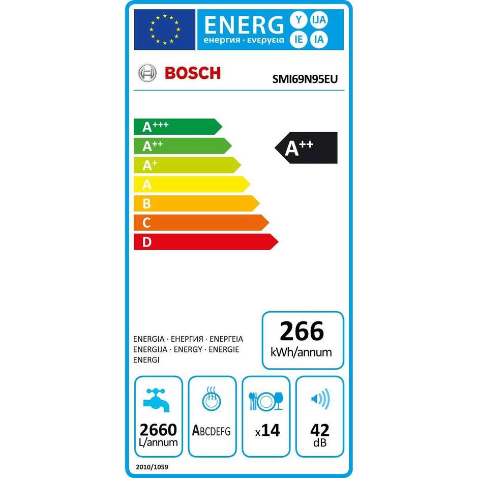 SMI69N95EU Bosch Lavastoviglie da 60 cm 14 coperti 3 cestelli inox serie 6