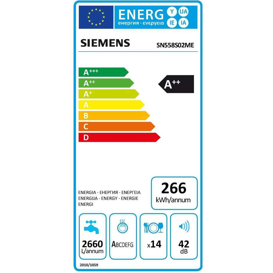 SN558S02ME Siemens iQ500 Lavastoviglie Integrabile A++