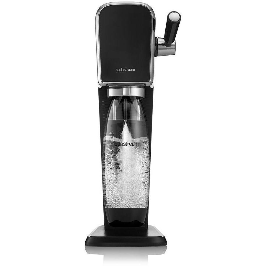 SodaStream Art Gasatore d'Acqua con Leva Meccanica Retrò in Acciaio Inox e Cilindro CO2 Quick Connect Nero