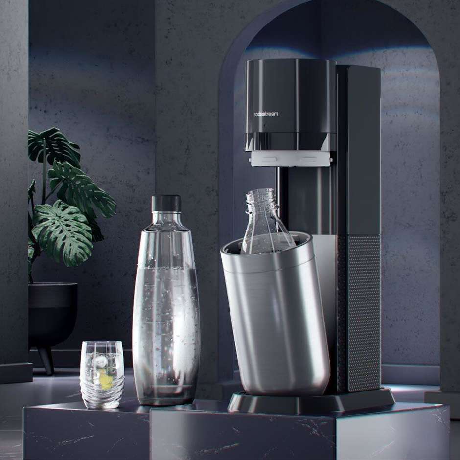 SodaStream DUO nero e acciaio inox con bottiglia in vetro 1 L