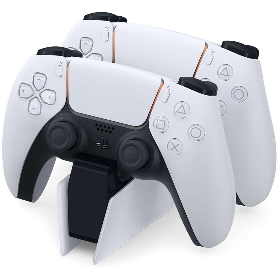 Sony Base di Ricarica per Controller DualSense PS5 (9374107) Stazione di Ricarica Rapida per Due Controller Wireless PlayStation 5 Click-in Bianco e Nero