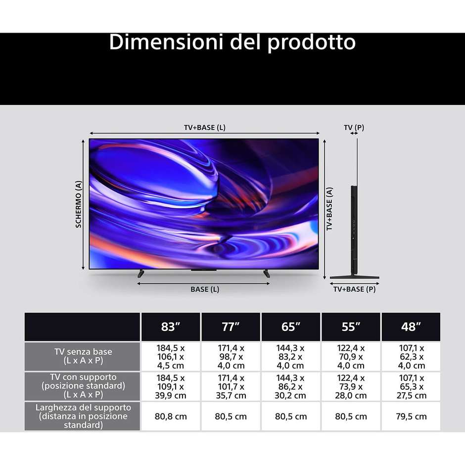 Sony BRAVIA 6 K-83A65, Smart TV OLED 4K da 83 pollici con Google TV