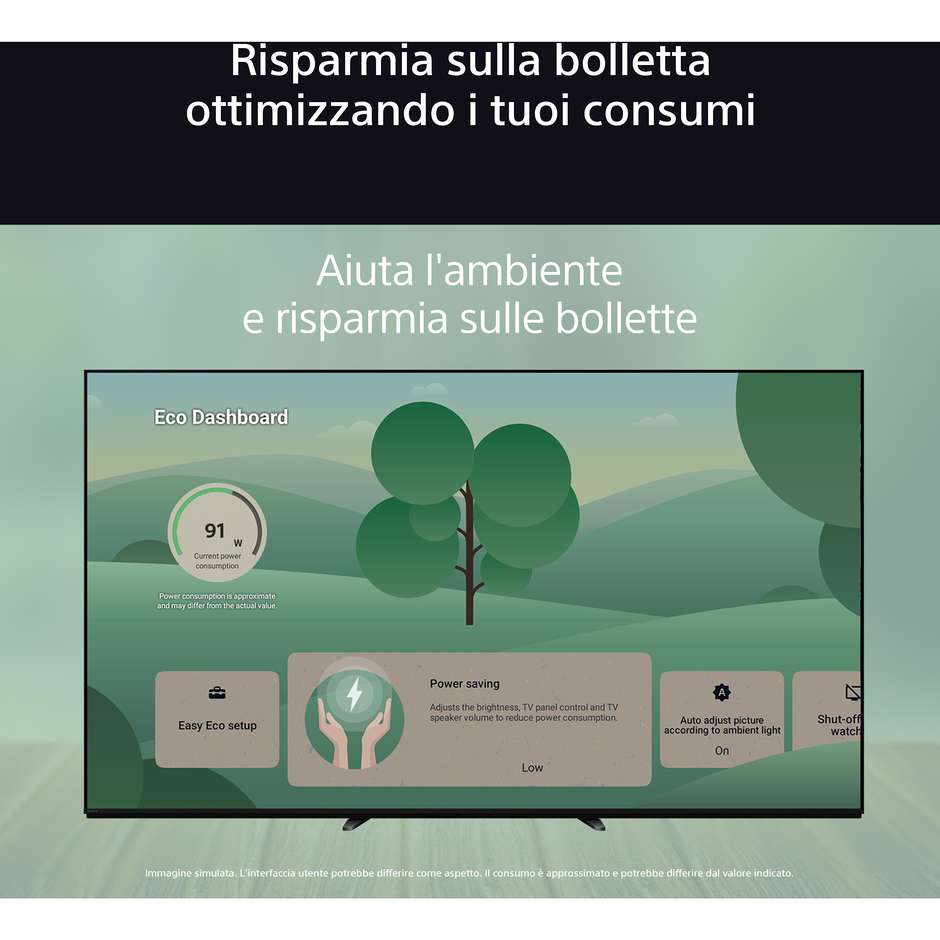 Sony K55XR8APAEP TV OLED 55" 4K Ultra HD Smart TV Wi-Fi Classe F Colore Nero