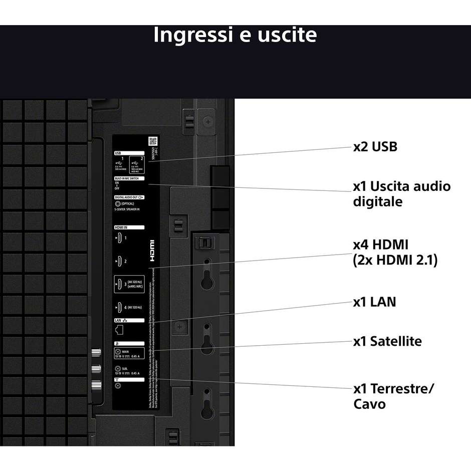 Sony K55XR8M25BP TV OLED 55" 4K Ultra HD Smart TV Wi-Fi Classe F Colore Nero