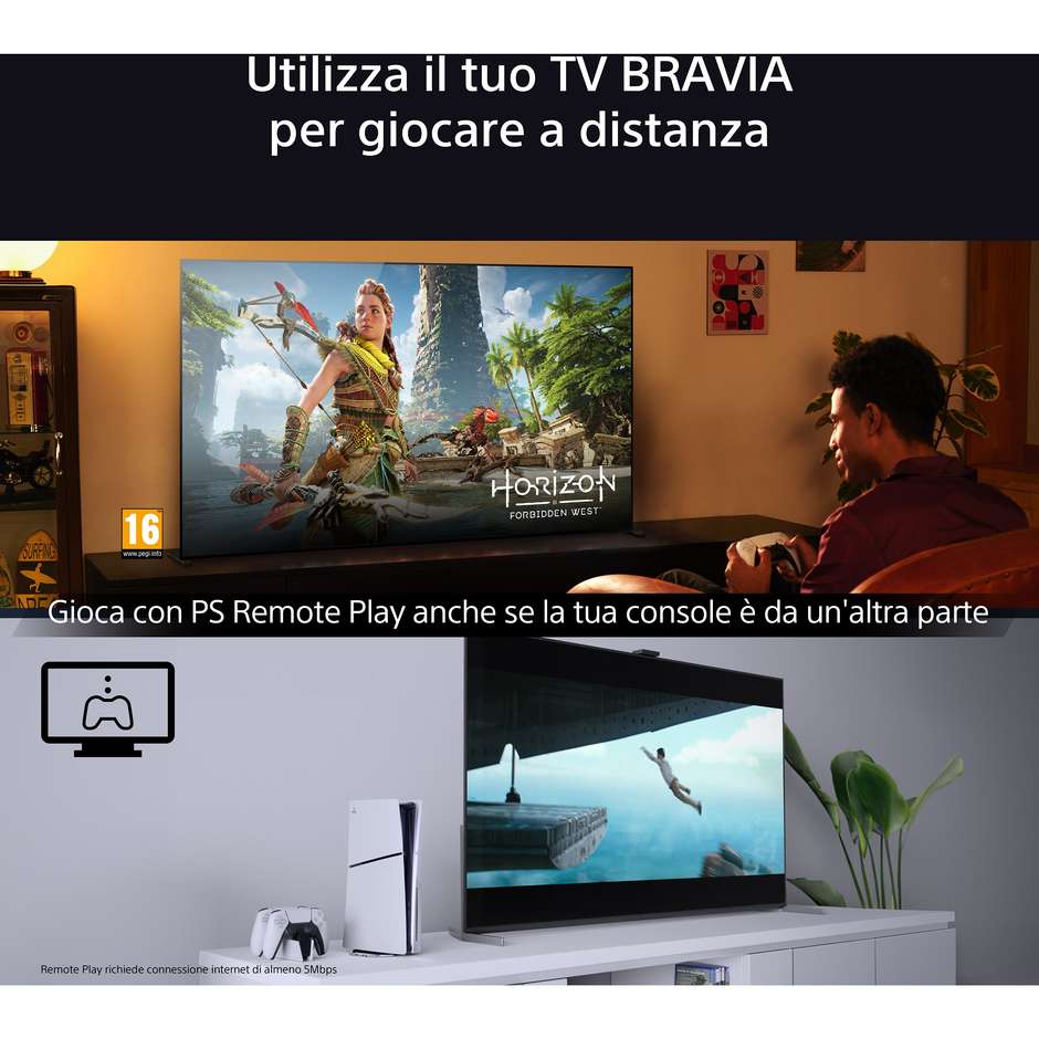 SONY K65XR8APAEP Smart TV 65" OLED 4K Ultra HD Google TV Colore Black