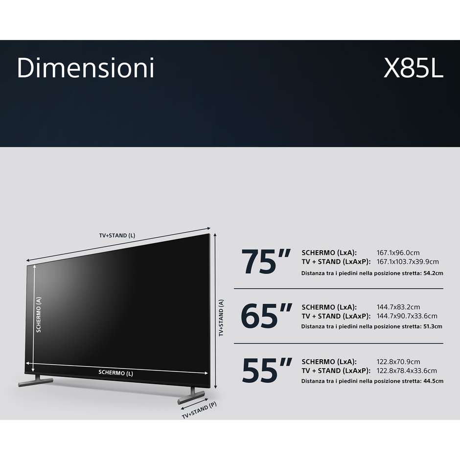 Sony KD65X85LAE TV LED 65" 4K Ultra HD Smart TV Wi-Fi Classe Colore Nero