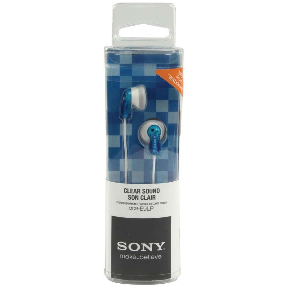 Sony MDR-E9LPL Auricolari In-Ear Cablati con Driver da 13.5mm al Neodimio e Cavo 1.2m Jack 3.5mm a L Blu Bianco
