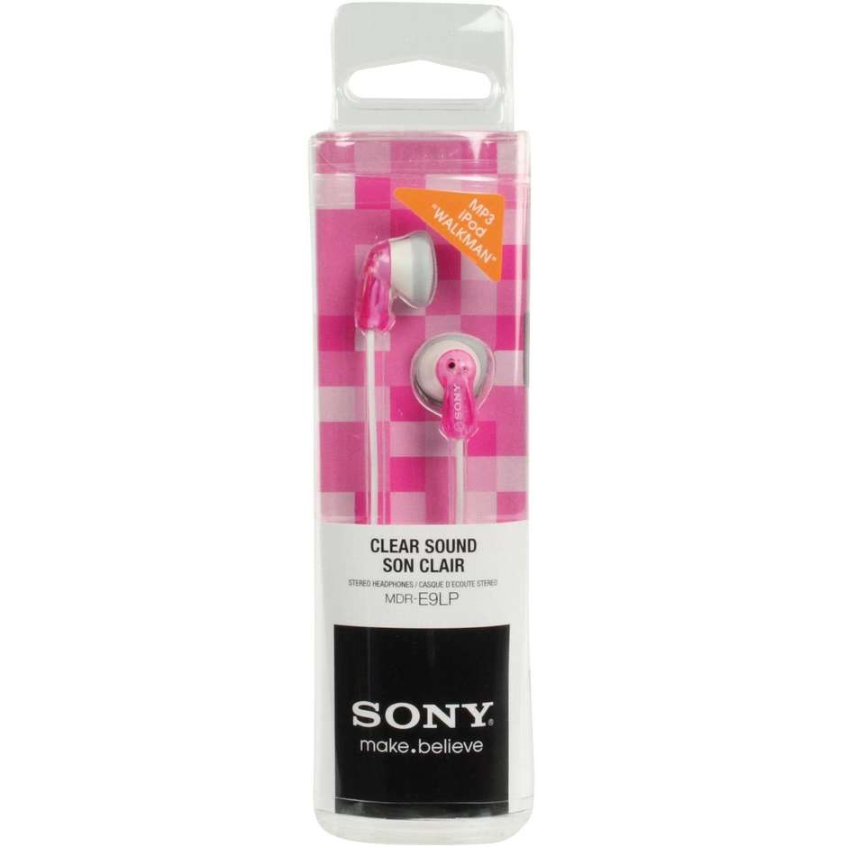 Sony MDR-E9LPP Auricolari In-Ear Cablati con Driver da 13.5mm al Neodimio e Cavo 1.2m Jack 3.5mm a L Rosa Fucsia