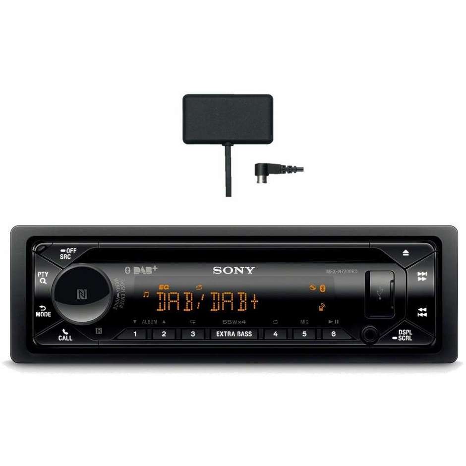 Sony MEXN7300KIT autoradio DAB con lettore CD Mp3 USB Bluetooth con microfono esterno e antenna DAB