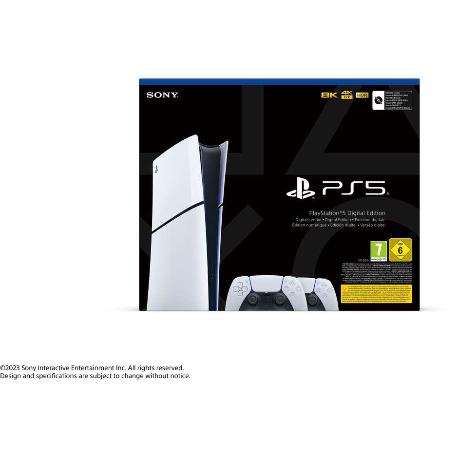 Sony PlayStation 5 Digital Slim 1TB + 2 DualSense Bianchi