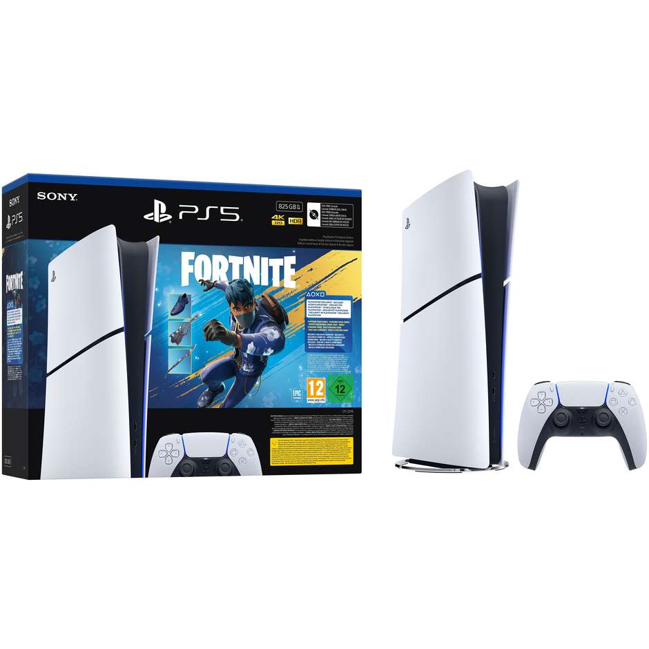Sony PlayStation 5 Slim Digital Edition 825GB (1000049850) Console da Gioco SSD NVMe 16GB GDDR6 Ray Tracing 4K 120fps con Controller DualSense Bianco e Nero