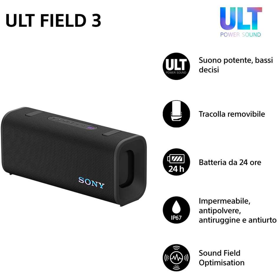 Sony ULT FIELD 3 Speaker Bluetooth portatile Colore Nero