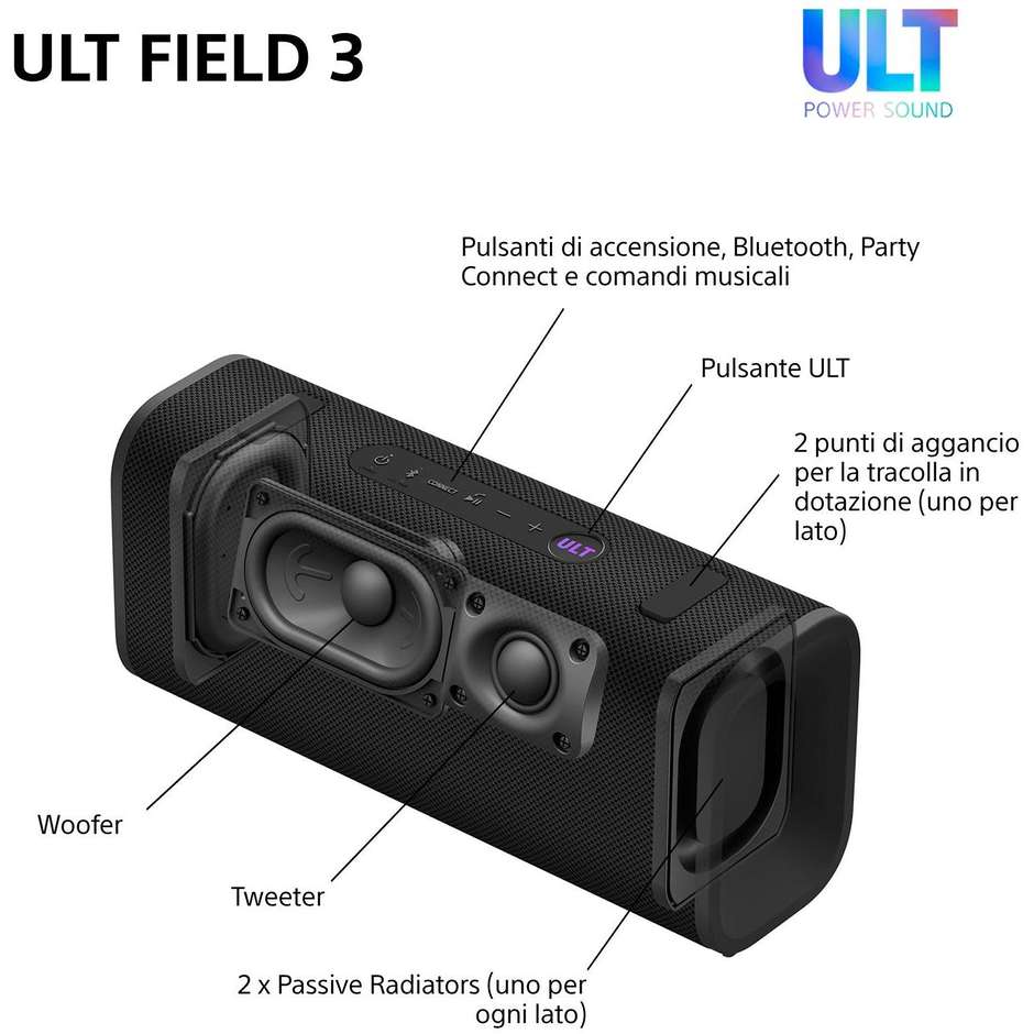 Sony ULT FIELD 3 Speaker Bluetooth portatile Colore Nero