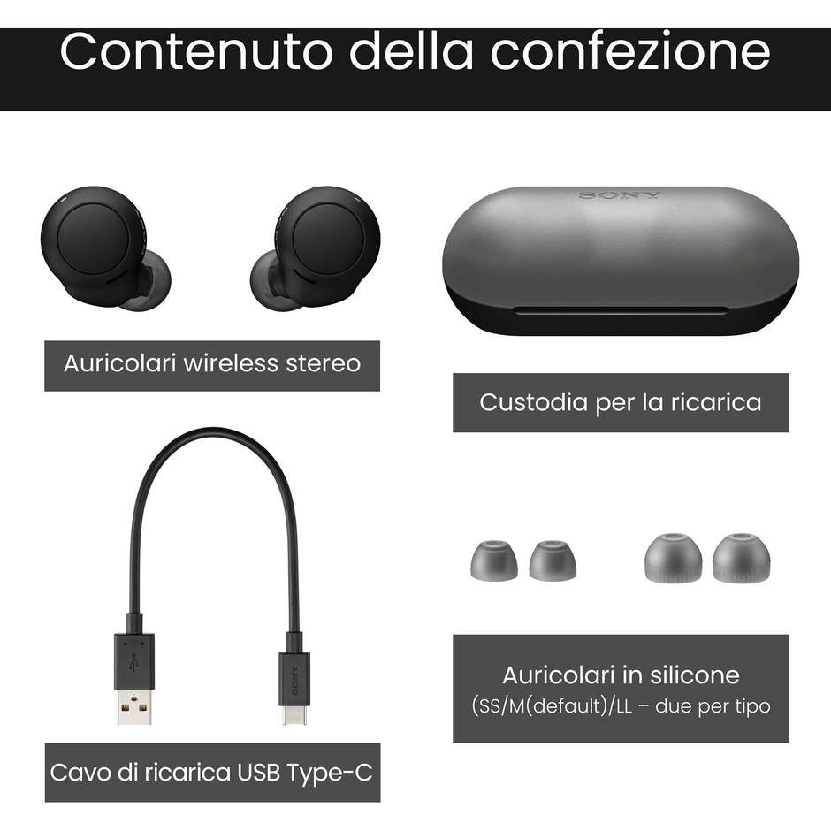 Sony WFC500B.CE Auricolari Bluetooth In-Ear colore nero