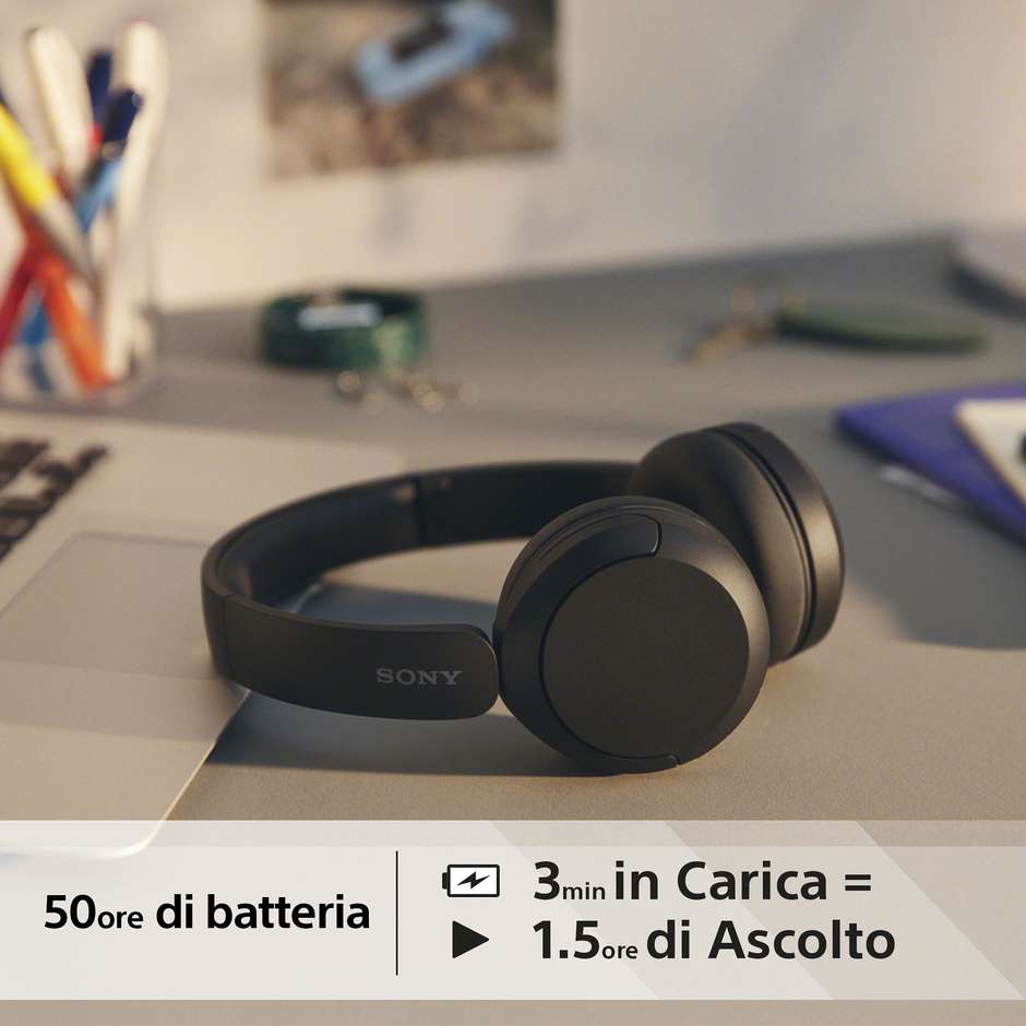 Sony WH-CH520 Cuffie Bluetooth On-Ear 50h DSEE Ricarica Rapida Nero