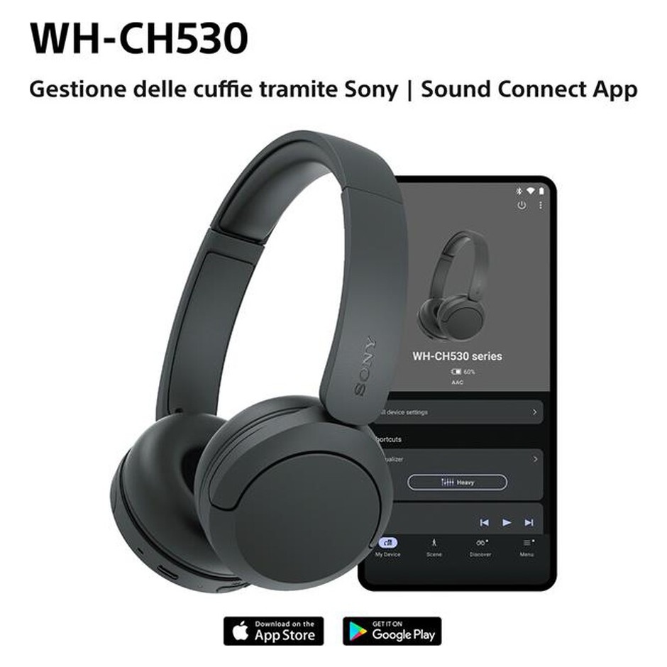 Sony WH-CH530 Cuffie wireless on-ear Bluetooth 6.0 multipoint 55 ore bianche