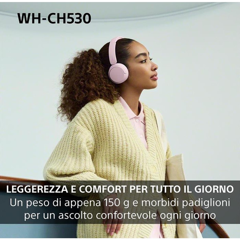 Sony WH-CH530 Cuffie wireless on-ear Bluetooth 6.0 multipoint 55 ore bianche