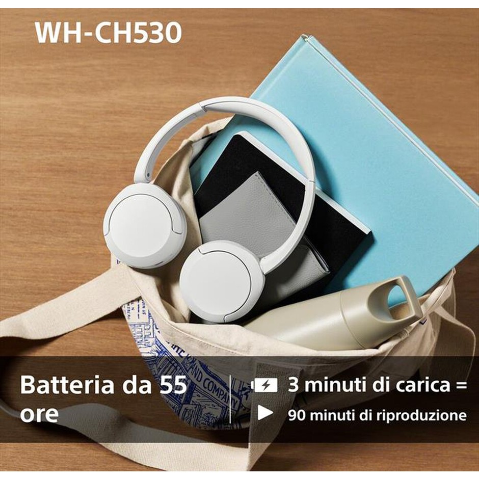 Sony WH-CH530 Cuffie wireless on-ear Bluetooth 6.0 multipoint 55 ore bianche