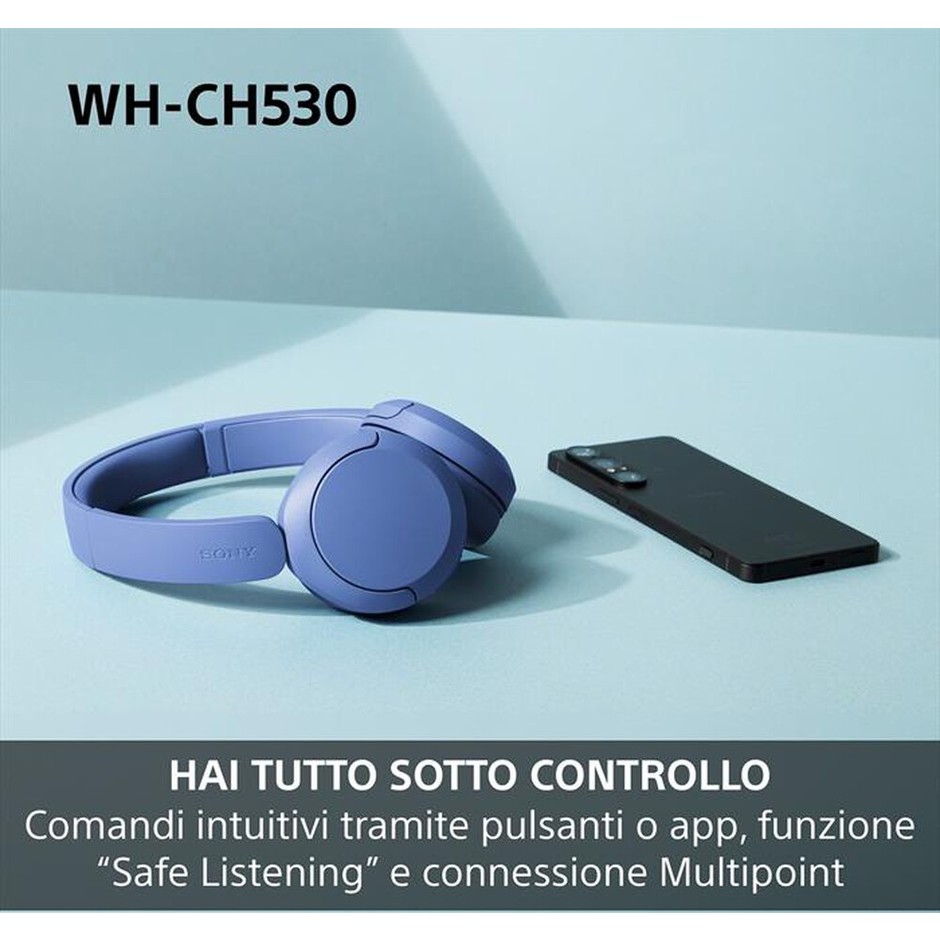 Sony WH-CH530 Cuffie wireless on-ear Bluetooth 6.0 multipoint 55 ore bianche