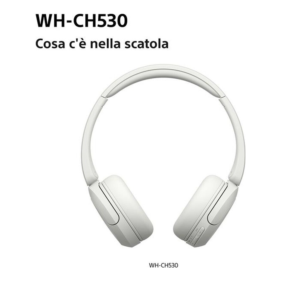 Sony WH-CH530 Cuffie wireless on-ear Bluetooth 6.0 multipoint 55 ore bianche