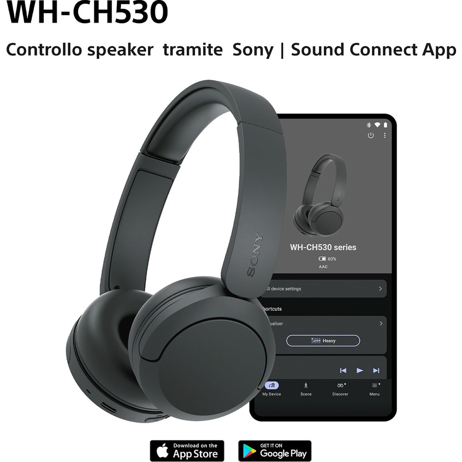 Sony WH-CH530 Cuffie wireless on-ear Bluetooth 6.0 multipoint 55 ore cobalto