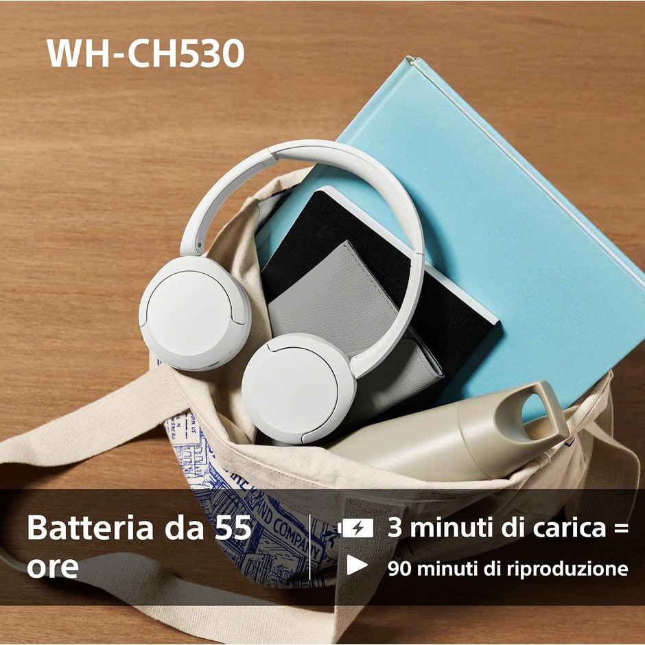 Sony WH-CH530 Cuffie wireless on-ear Bluetooth 6.0 multipoint 55 ore cobalto