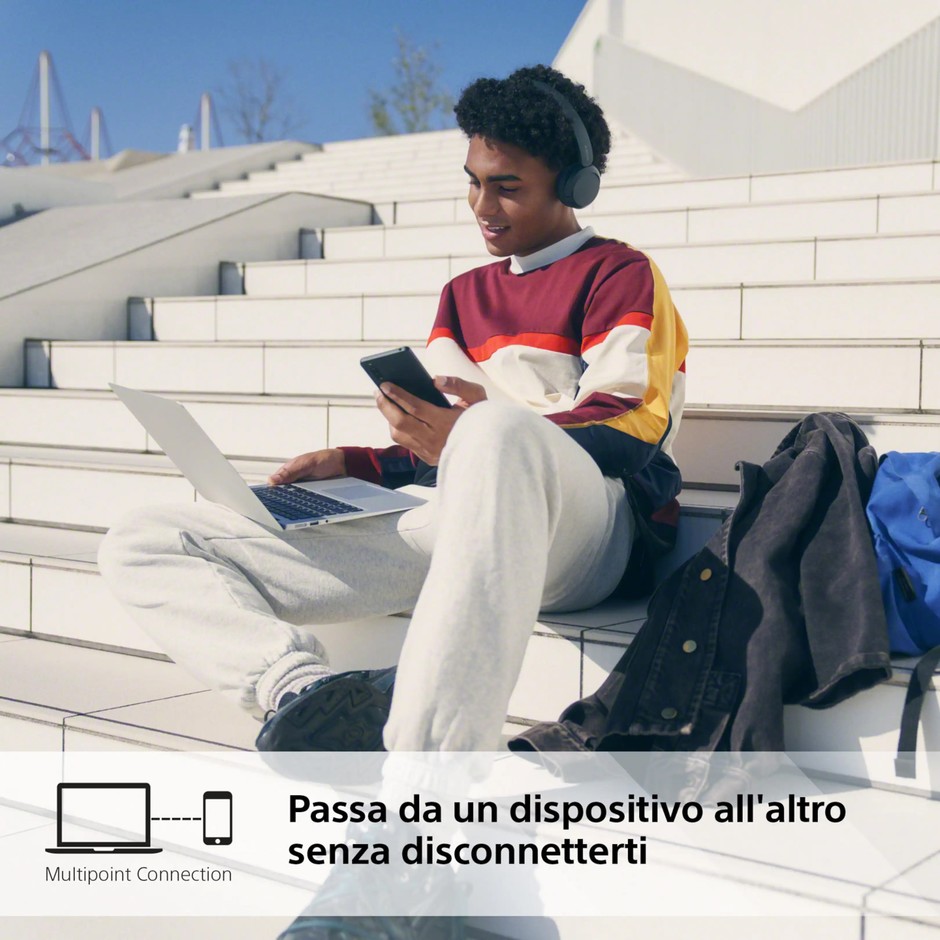 Sony WH-CH530 Cuffie wireless on-ear Bluetooth 6.0 multipoint 55 ore nere