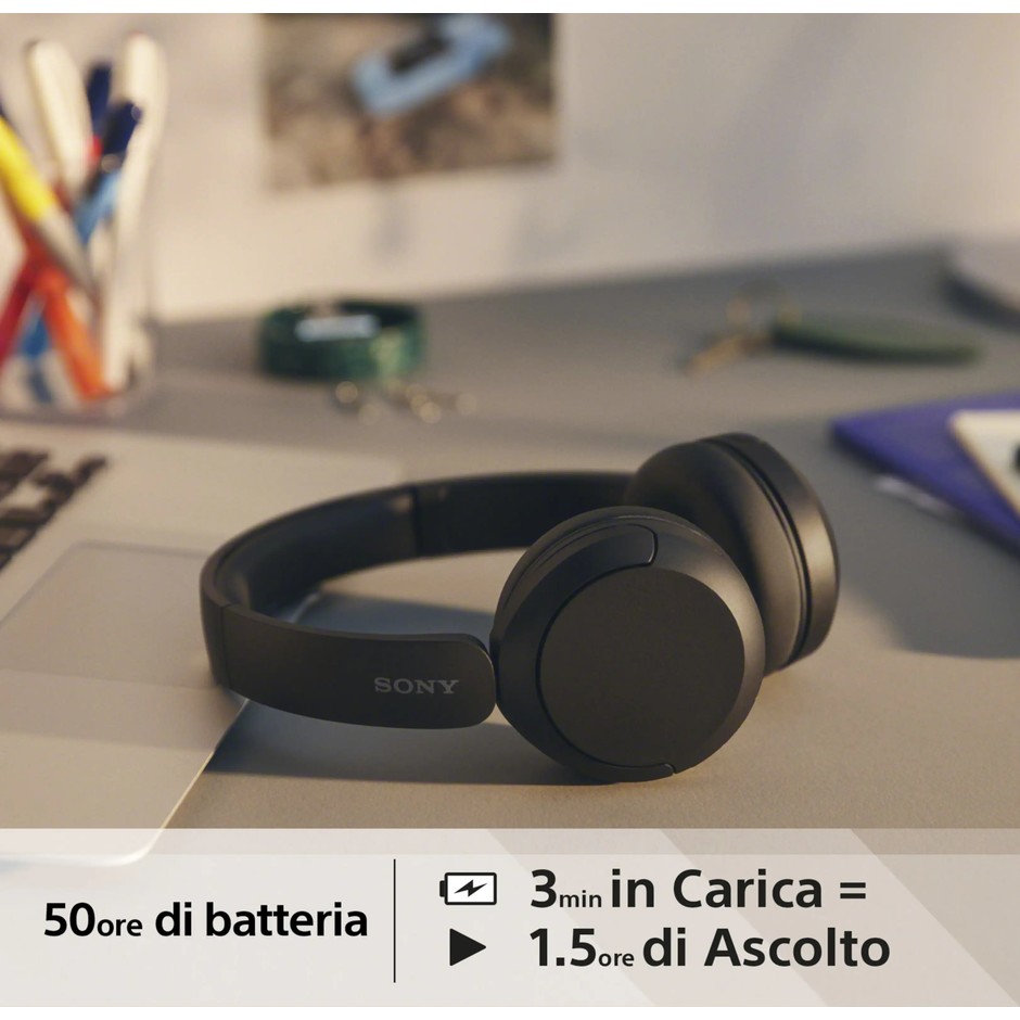 Sony WH-CH530 Cuffie wireless on-ear Bluetooth 6.0 multipoint 55 ore nere