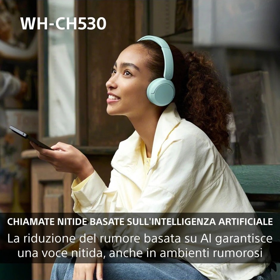 Sony WH-CH530 Cuffie wireless on-ear Bluetooth 6.0 multipoint 55 ore verde menta