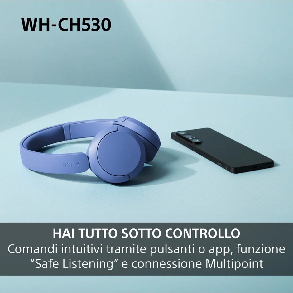 Sony WH-CH530 Cuffie wireless on-ear Bluetooth 6.0 multipoint 55 ore verde menta